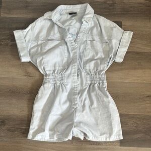 Blue Relaxed Jumpsuit with Elastic Waist